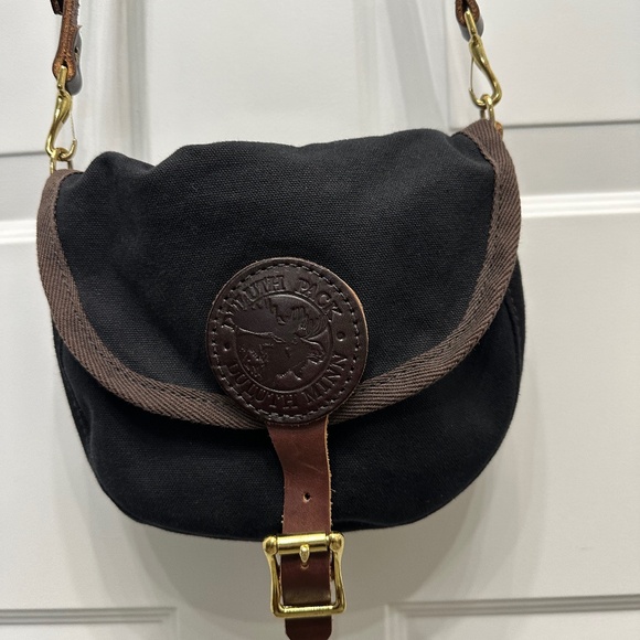 Vintage DULUTH PACK Small Shell Crossbody Bag Black Canvas Leather Purse - Picture 1 of 7